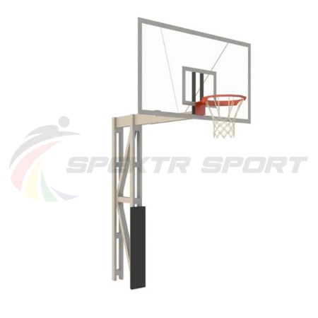 Купить Стойка баскетбольная уличная с защитой, щитом из оргстекла, аморт. кольцом и сеткой, вынос 225 см в Астрахани 