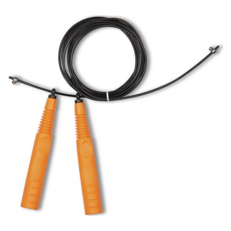 Купить Скакалка высокооборотная Кроссфит стальной шнур в оплетке 2.9 м чёрно-оранжевая в Астрахани 